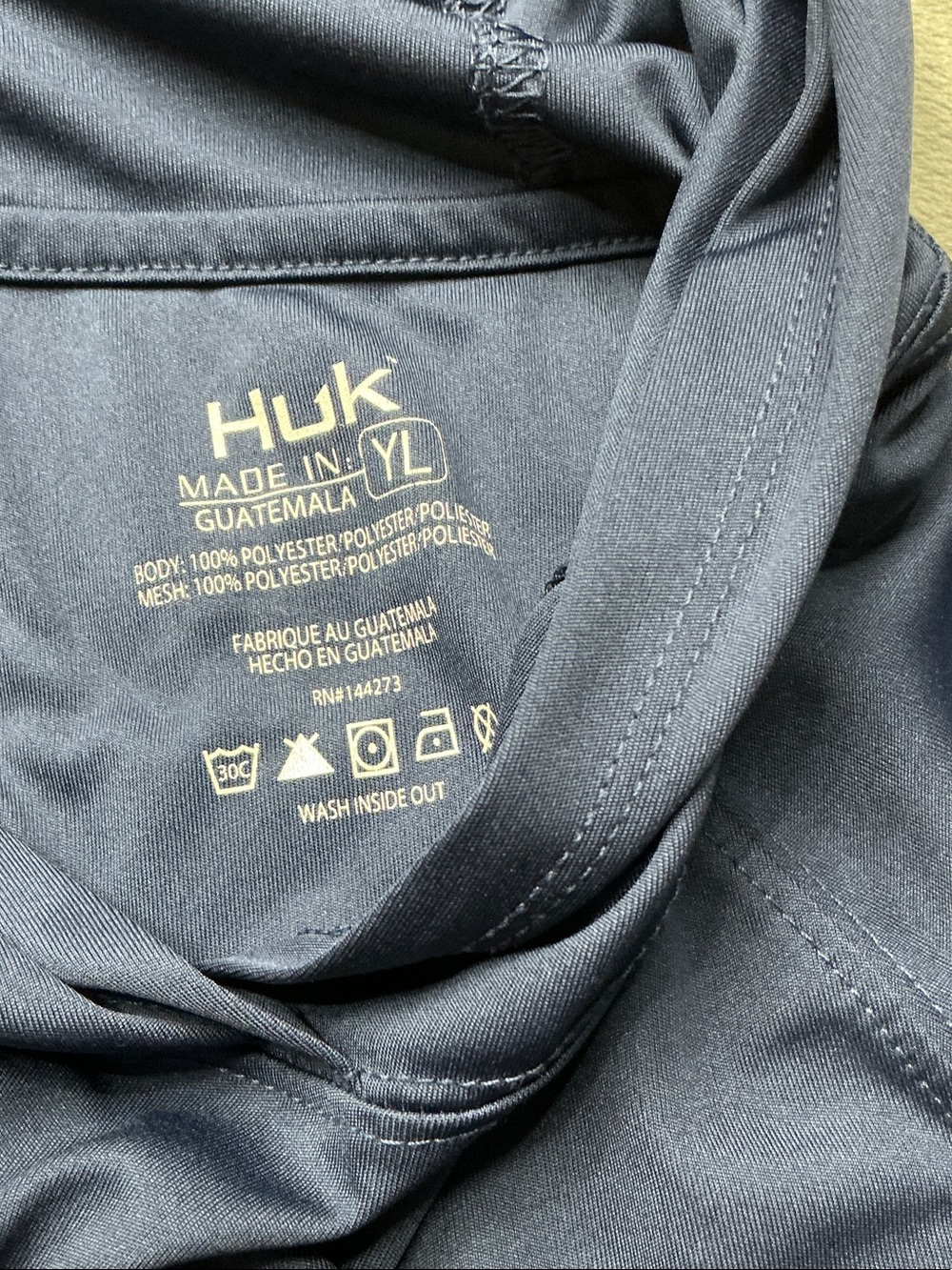 Huk Navy Performance Hooded Pullover with Light Gold Logo - Picture 2 of 3